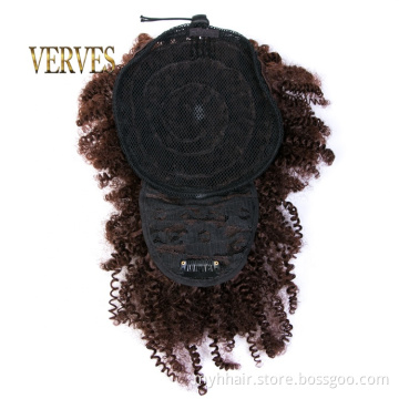 Afro Kinky Curly Synthetic Ponytail with Bangs Ponytail Hair Drawstring Short Afro colorful Pony Tail Clip in Hair braids